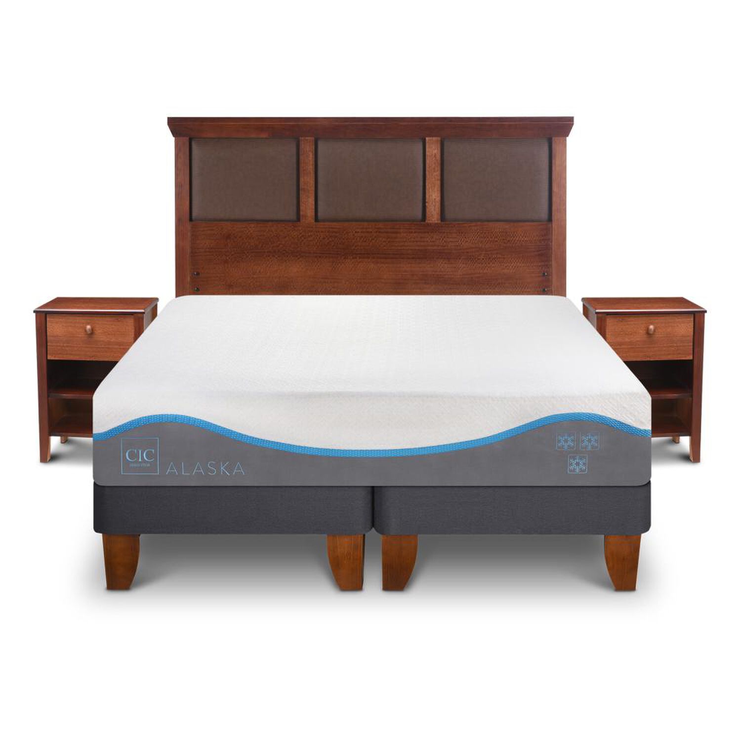Cama Europea Cic Alaska / 2 Plazas / Base Dividida + Set De Maderas image number 0.0
