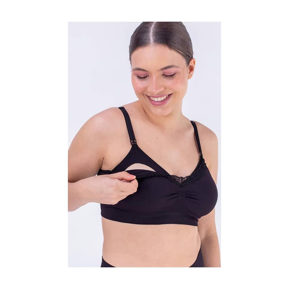 Sost&eacute;n Lactancia Sin Costuras Tira Encaje - Negro 2rios image number 0.0