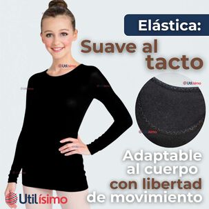 Camiseta De Panty Elástica Manga Larga Segunda Piel Niña Nylon Negro