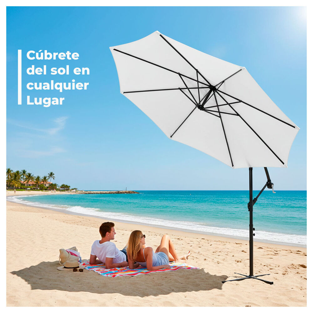 Quitasol Lateral 3m Con Brazo Sombrilla Exterior Ajustable image number 2.0