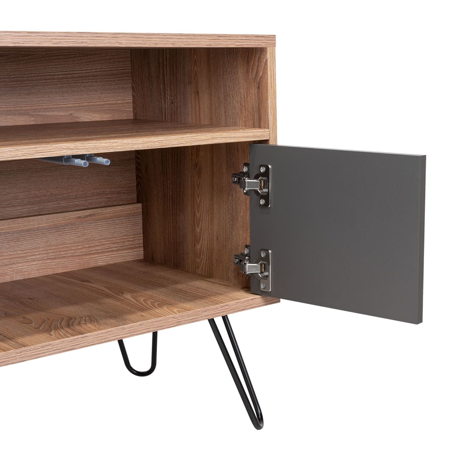 Rack Tv 55" Con 2 Repisas Y 4 Puertas Fm-006c Caf&eacute; Claro Y Plomo image number 6.0