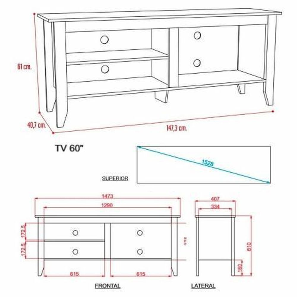 Rack Tv 61 X 147 X 40 Cm Rovere - Tuhome image number 2.0