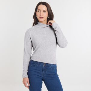 Sweater Regular Manga Larga Cuello Alto Beatle Mujer Geeps