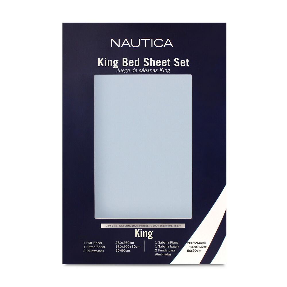 Juego De S&aacute;banas Nautica 4 Piezas Microfibra King Celeste image number 3.0
