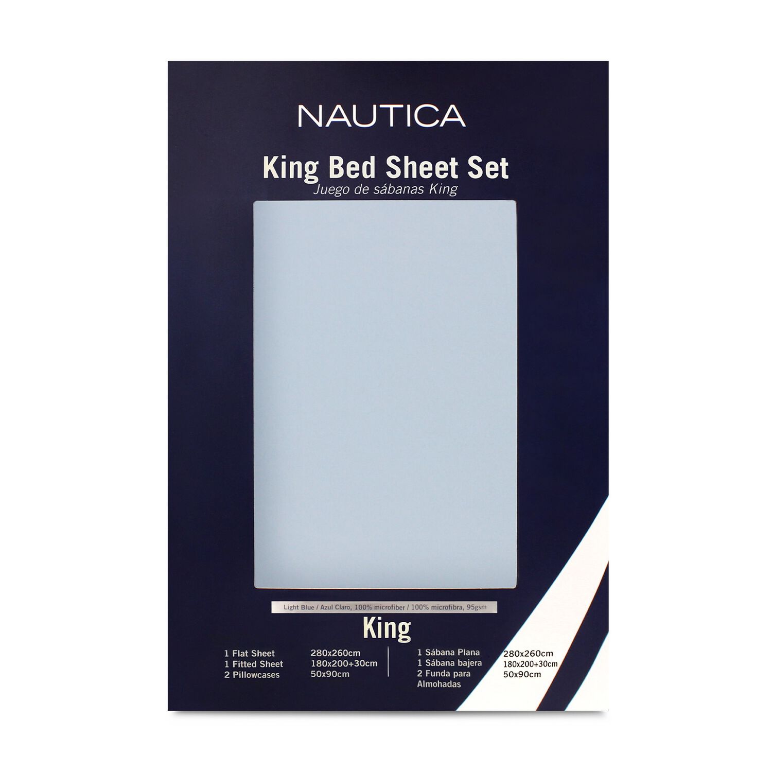 Juego De S&aacute;banas Nautica 4 Piezas Microfibra King Celeste image number 3.0
