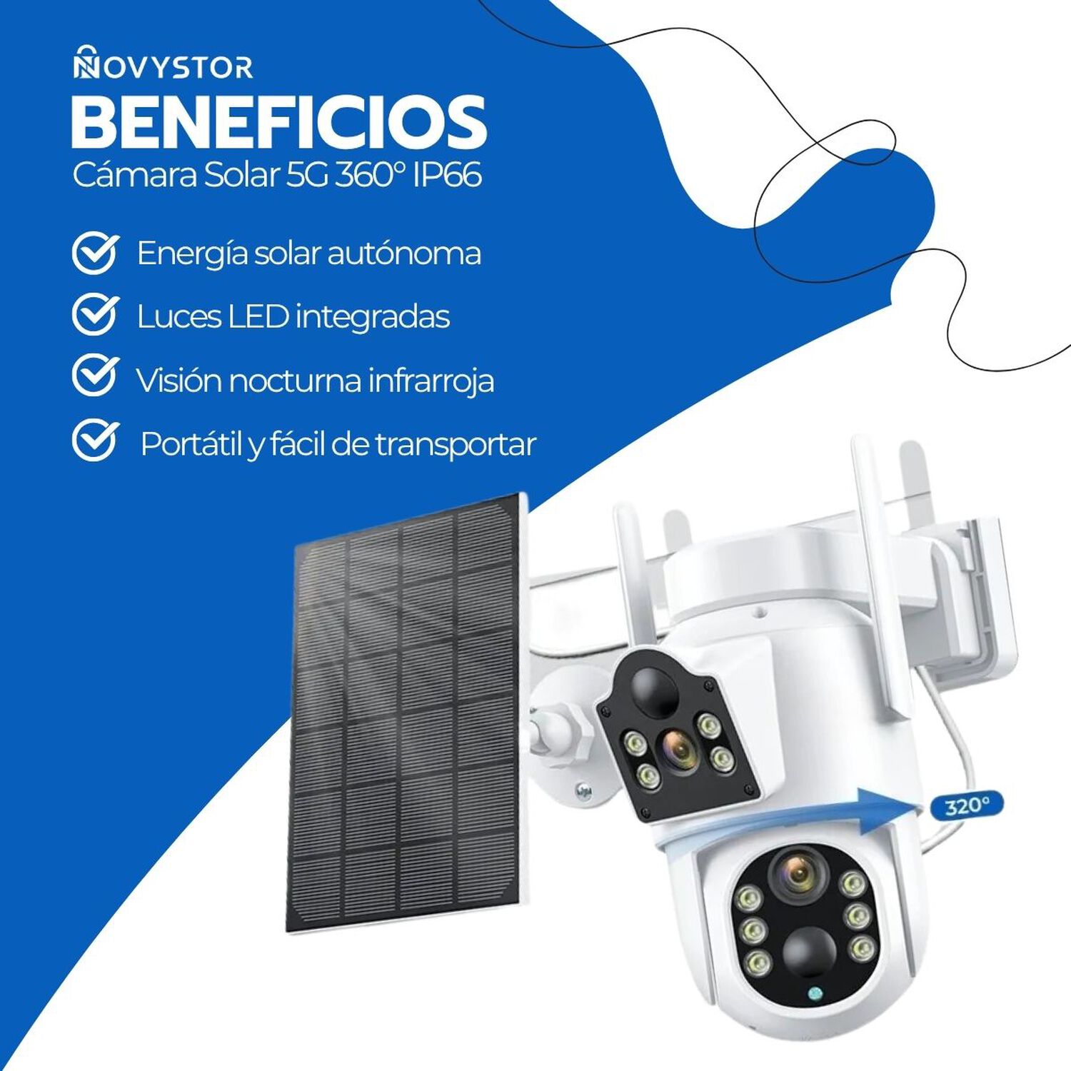 C&aacute;mara Solar 5g 360 Ip66 Visi&oacute;n Nocturna Hd 128gb Wifi image number 2.0