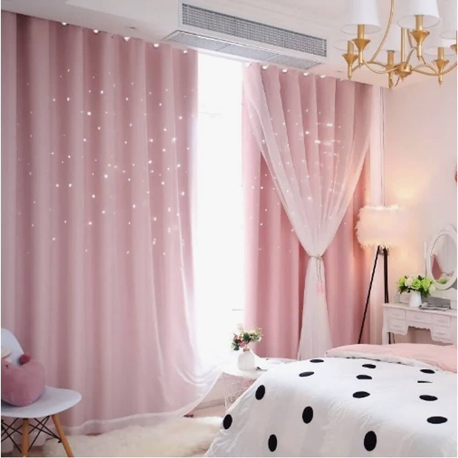Cortinas Tela+visillo Estrella Hueca 150cm X 240cm (2 Pa&ntilde;os) image number 1.0