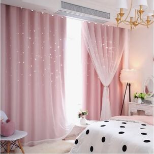 Cortinas Tela+visillo Estrella Hueca 150cm X 240cm (2 Pa&ntilde;os)