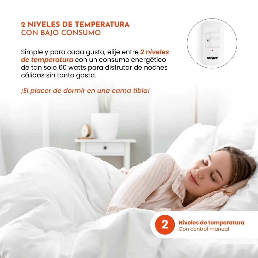 Calientacamas Siegen Sg-5120d4 150x80cm Dise&ntilde;o Elegante image number 3.0