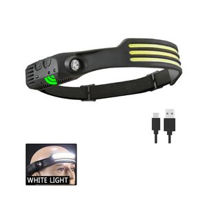 Luz Linterna Cintillo Cabeza 3 Tiras Led Sensor Recargable Usb Potente