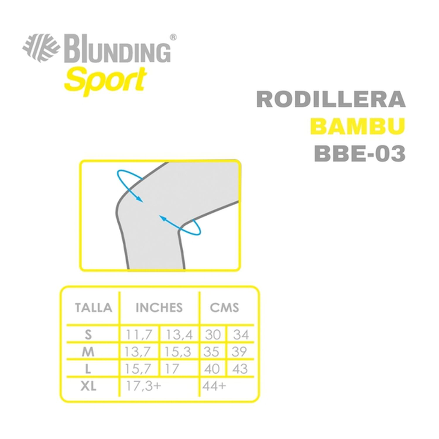 Rodillera, Rodilla El&aacute;stica En Tela De Bamb&uacute; Talla M-blunding image number 3.0