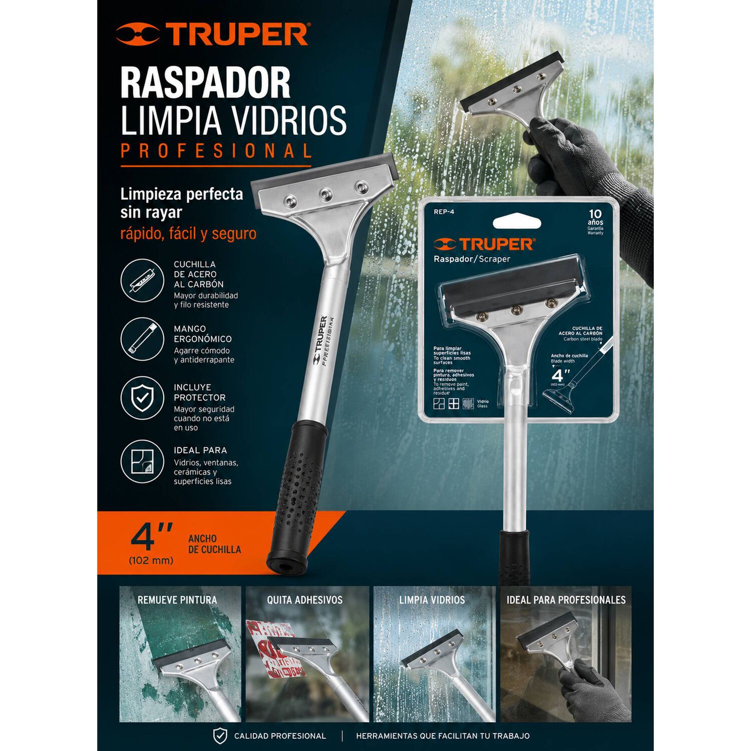 Raspador Limpia Vidrios Truper Profesional image number 3.0