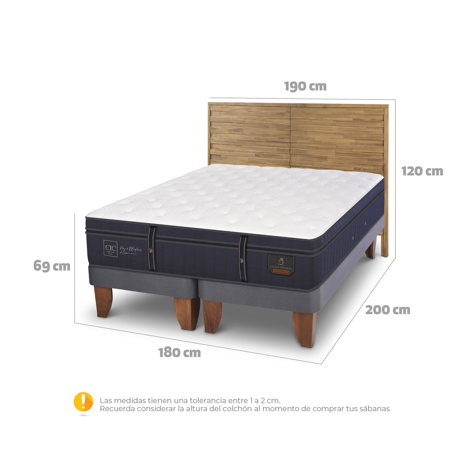 Cama Europea Cic Rodano / King / Base Dividida + Respaldo image number 4.0