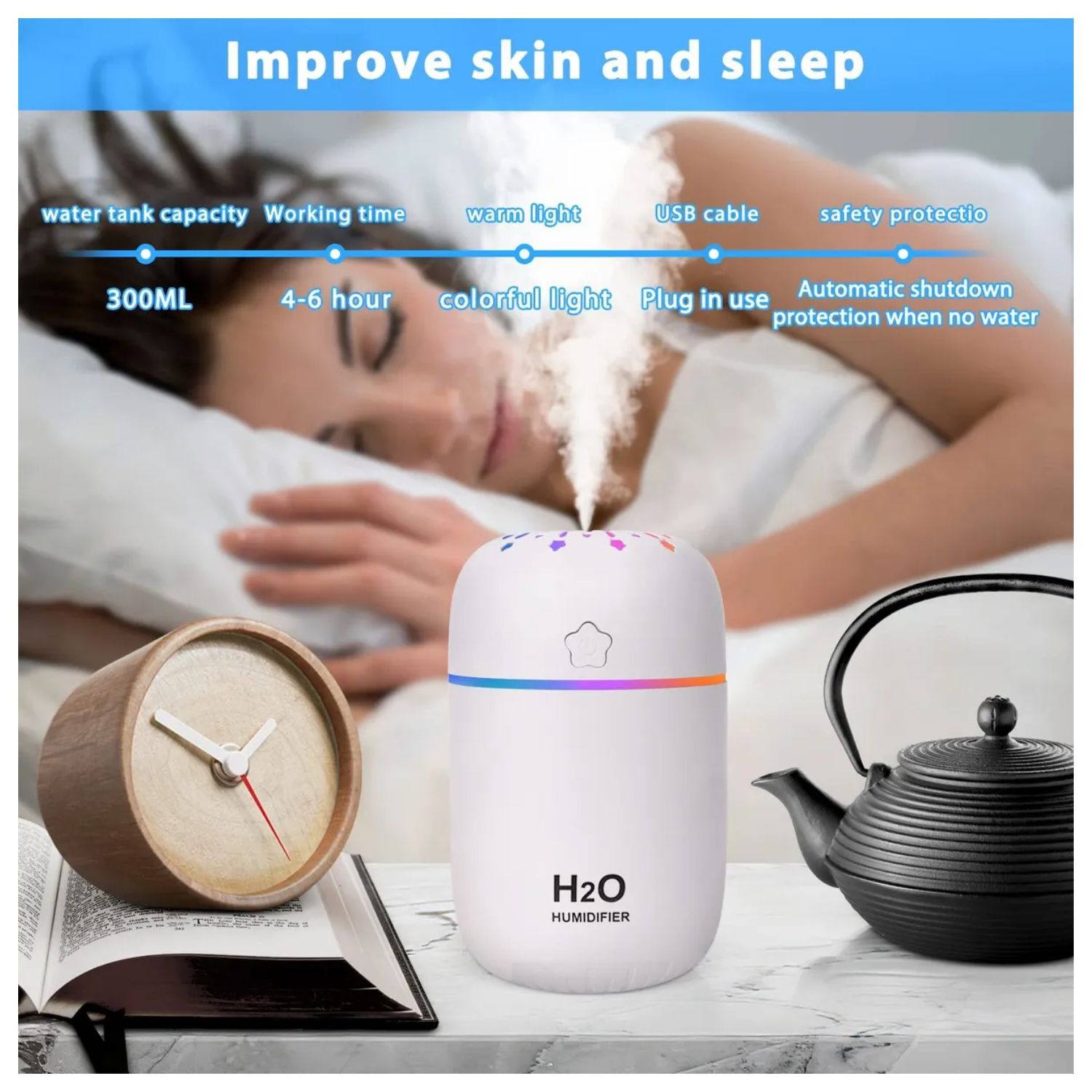 Difusor Humidificador De Aire H2o Para Autom&oacute;vil Blanco image number 2.0