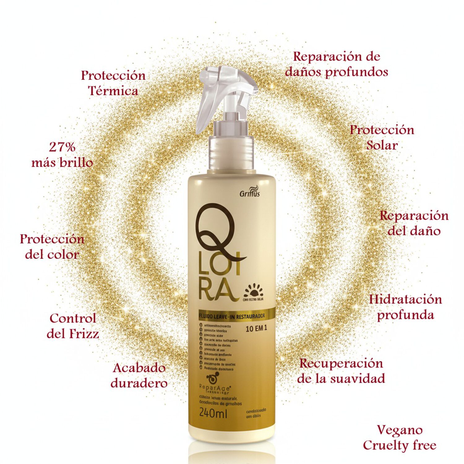 Leave-in Acondicionador Q Loira Restaurador 240ml Griffus image number 1.0