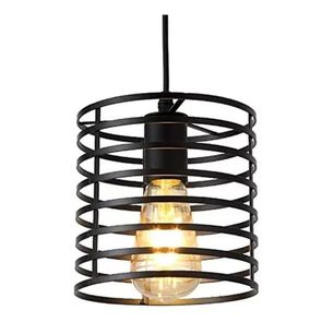 L&aacute;mpara Colgante Jaula Negra Dise&ntilde;o Moderno Industrial