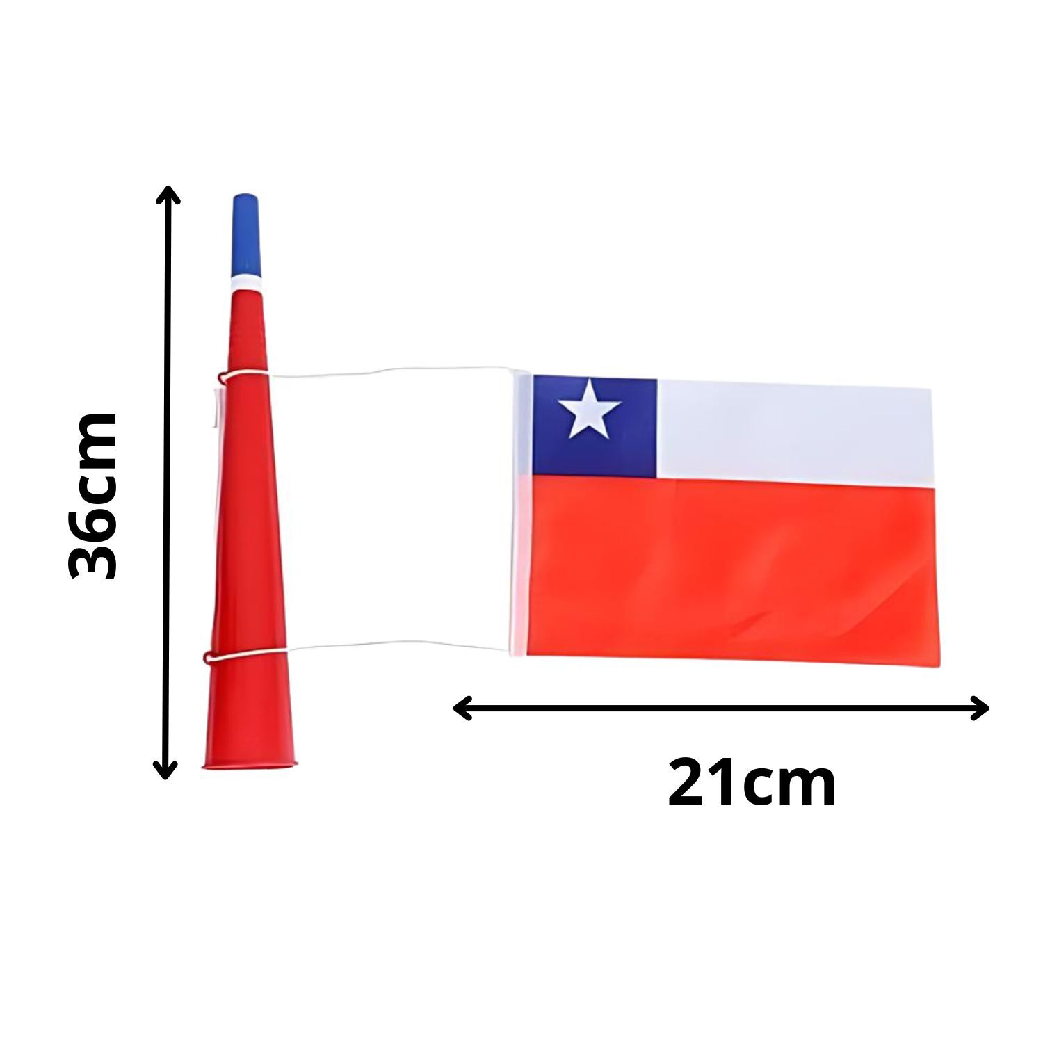 Vuvuzela Bicolor Bandera Chilena 36cm Fiestas Patrias Cotillon image number 2.0