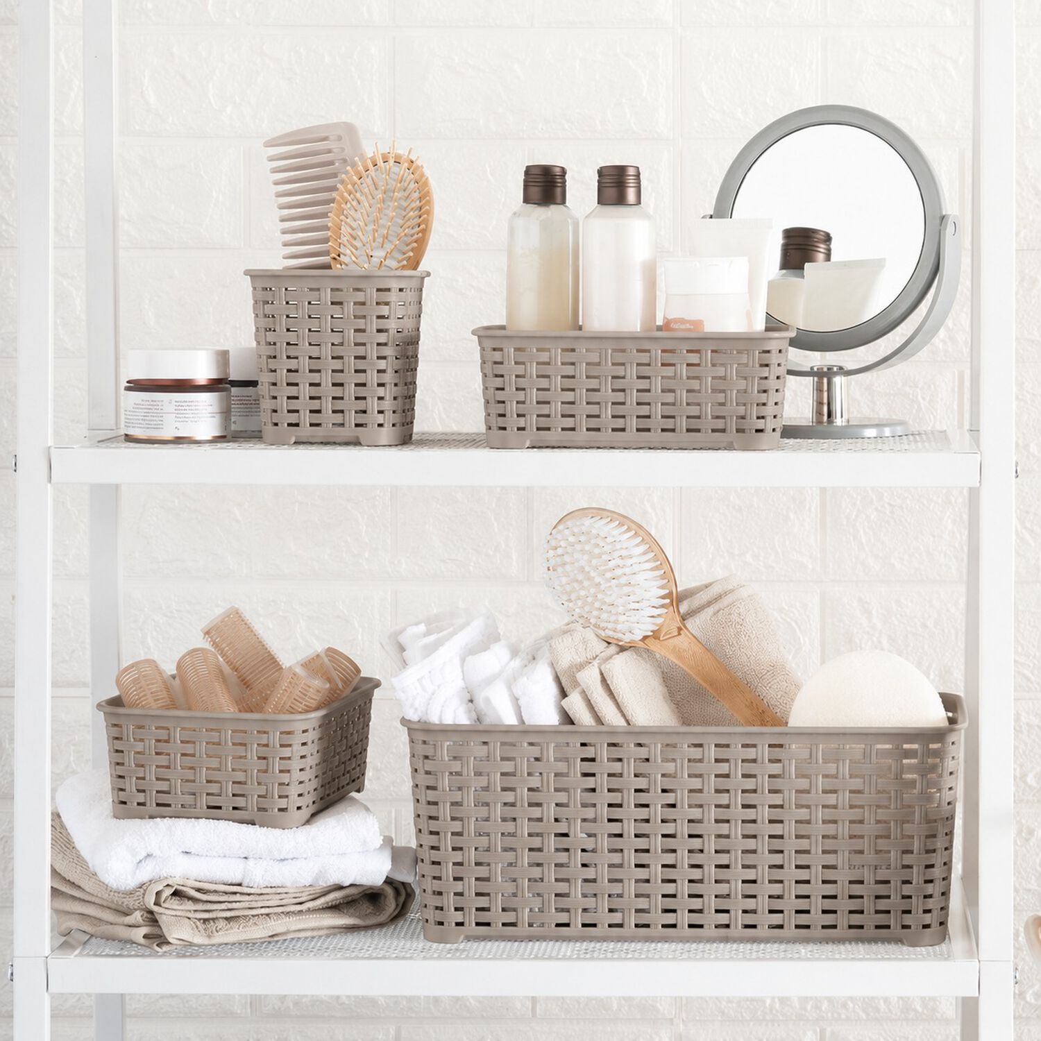 Set De 4 Canastillas Canastas Organizadoras Color Taupe Marca Reyplast image number 6.0