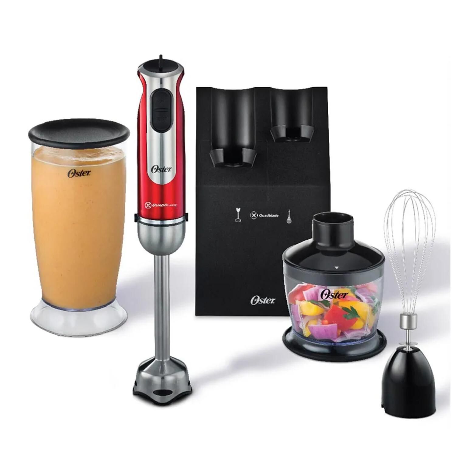 Batidora De Inmersion 3 En 1 800ml 800w Rojo B2801 Oster image number 1.0