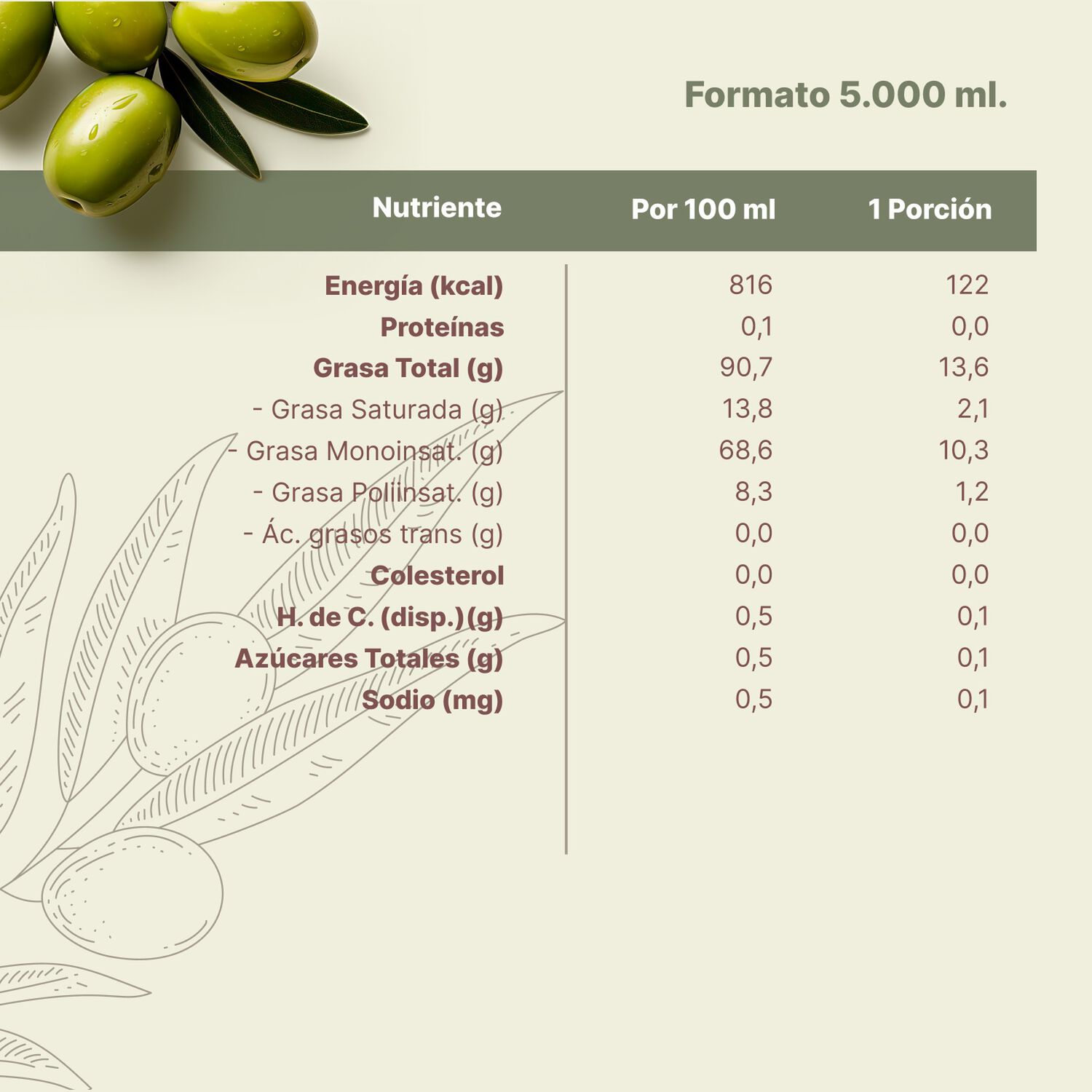 Aceite Oliva Extra Virgen Huasco 1 X 5000 Ml image number 4.0