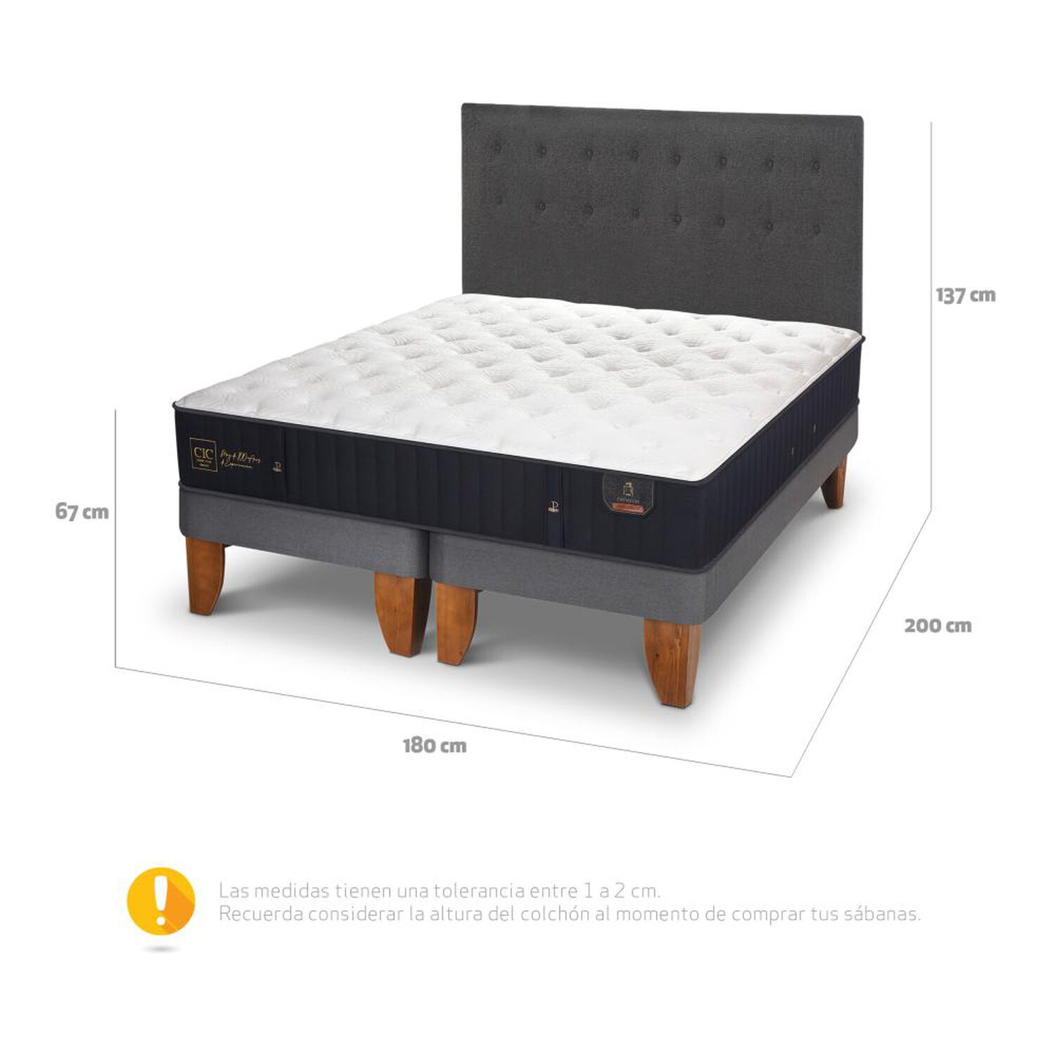 Cama Europea Cic Premium / King / Base Dividida + Respaldo image number 2.0