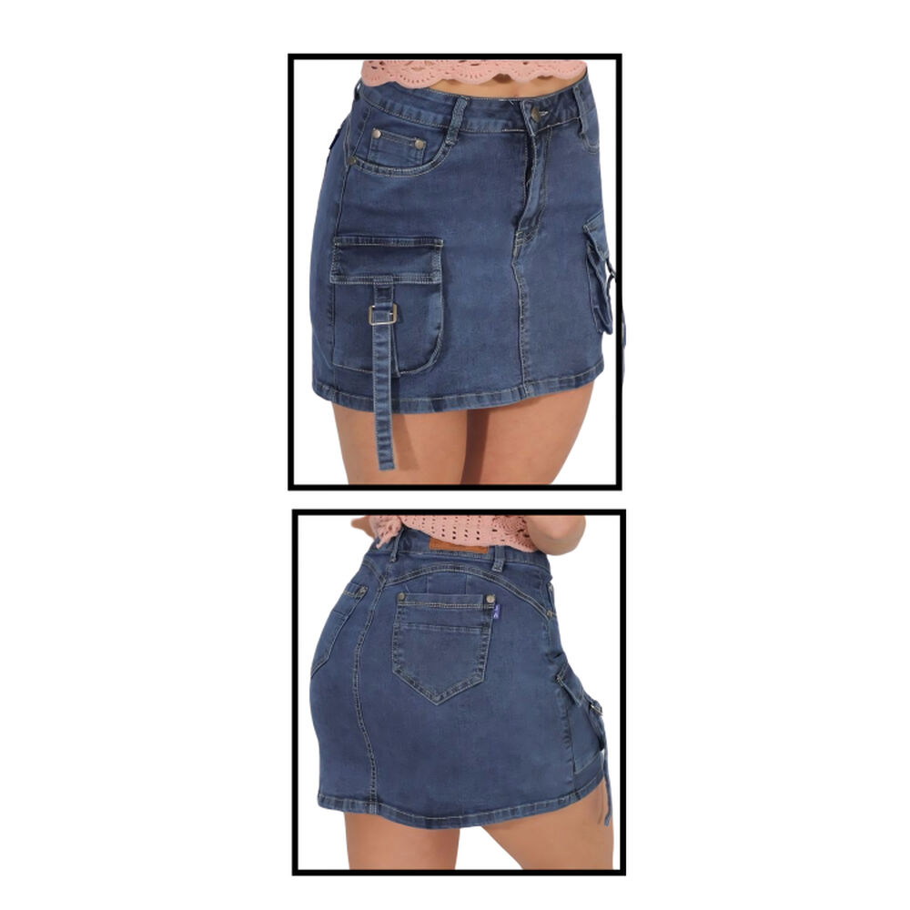 Falda Jeans Con Short Mujer Cargo image number 1.0