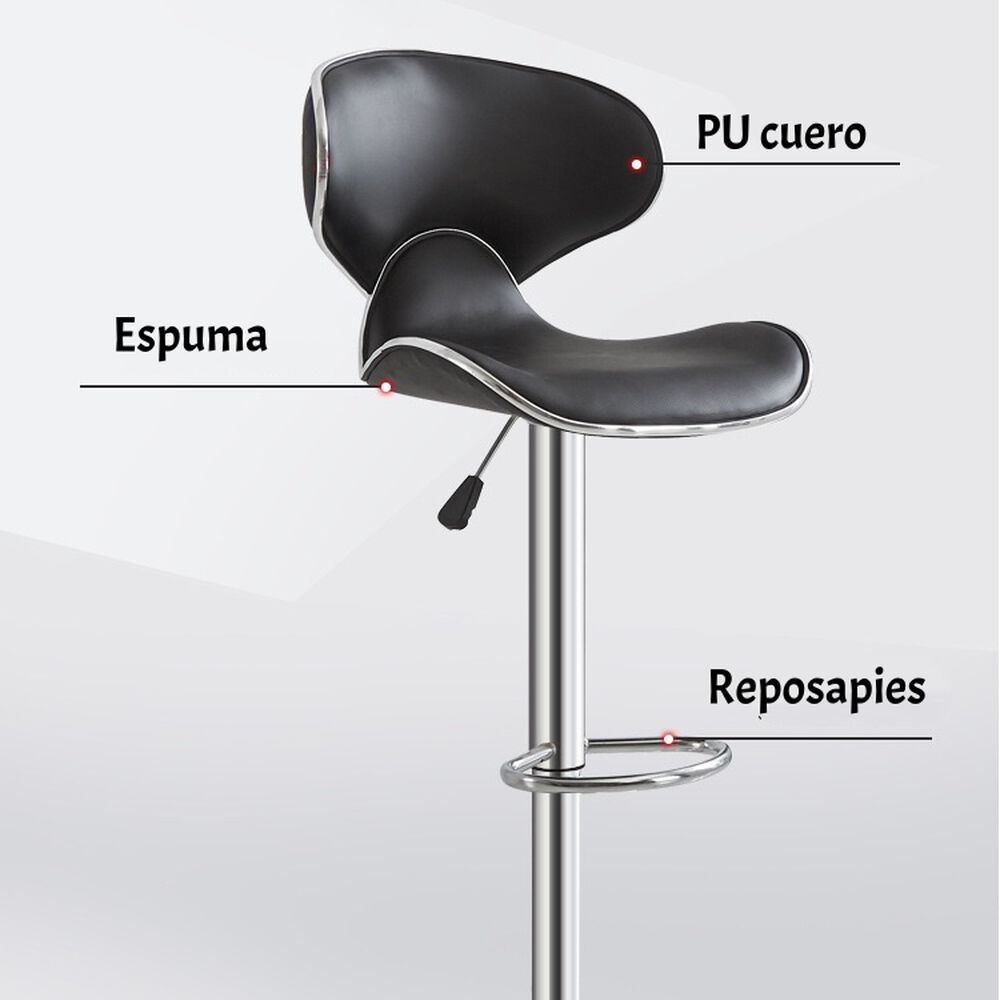 Pack 2 Sillas Piso Bar Premium Negras Altura Regulable Yc229 image number 7.0