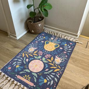 Alfombra Kilim Tejida Azul 60x90cm - Dise&ntilde;o Macetero