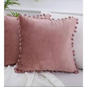 Set De 2 Cojines De Terciopelo Con Pompones