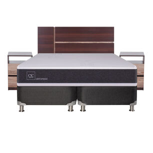 Box Spring Cic New Ortopedic B5 / 2 Plazas / Base Dividida + Set De Maderas