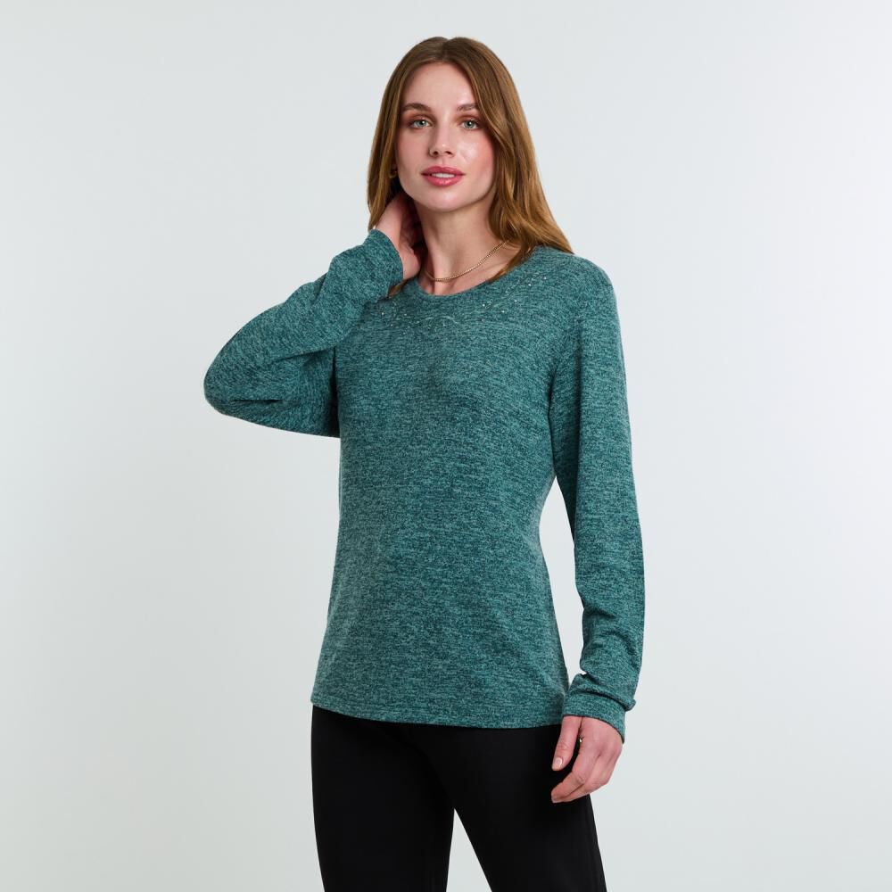 Sweater Melange Manga Larga Cuello Redondo Mujer Lesage image number 2.0