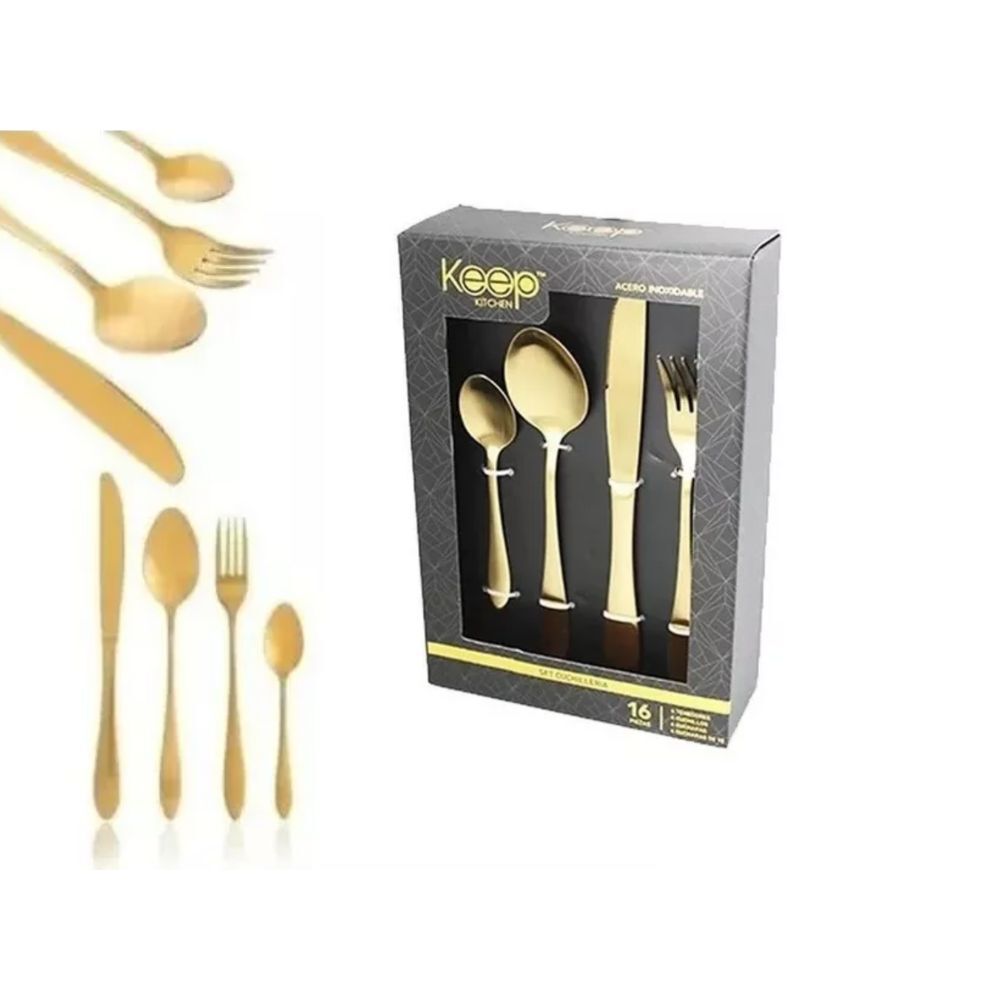Set Cubiertos Keep Gold 16 Pcs image number 1.0