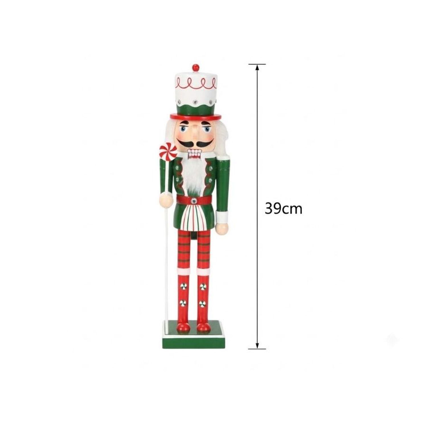 Cascanueces Navide&ntilde;o De Madera Dise&ntilde;o Bast&oacute;n De Caramelo 39cm image number 1.0