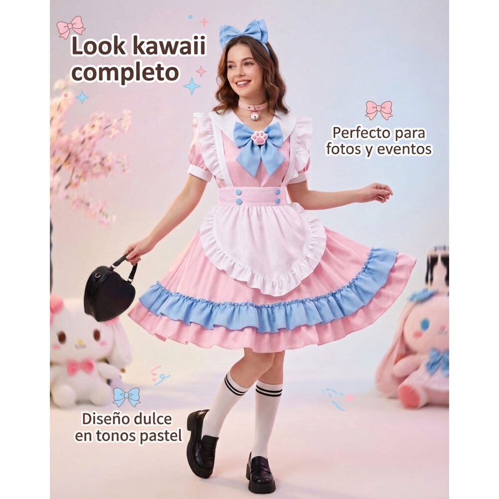 Disfraz Maid Rosado Cosplay Kawaii image number 1.0
