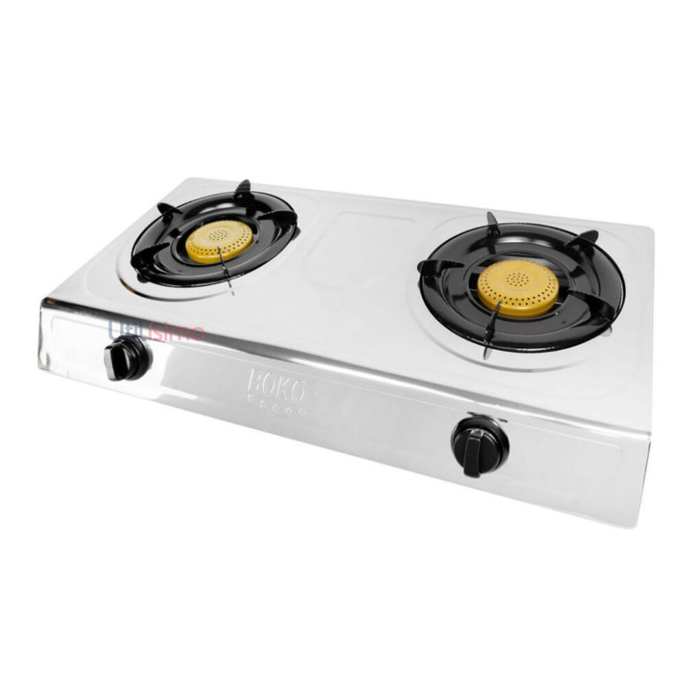 Cocina Encimera A Gas Licuado Portátil 2 Platos plateada image number 1.0