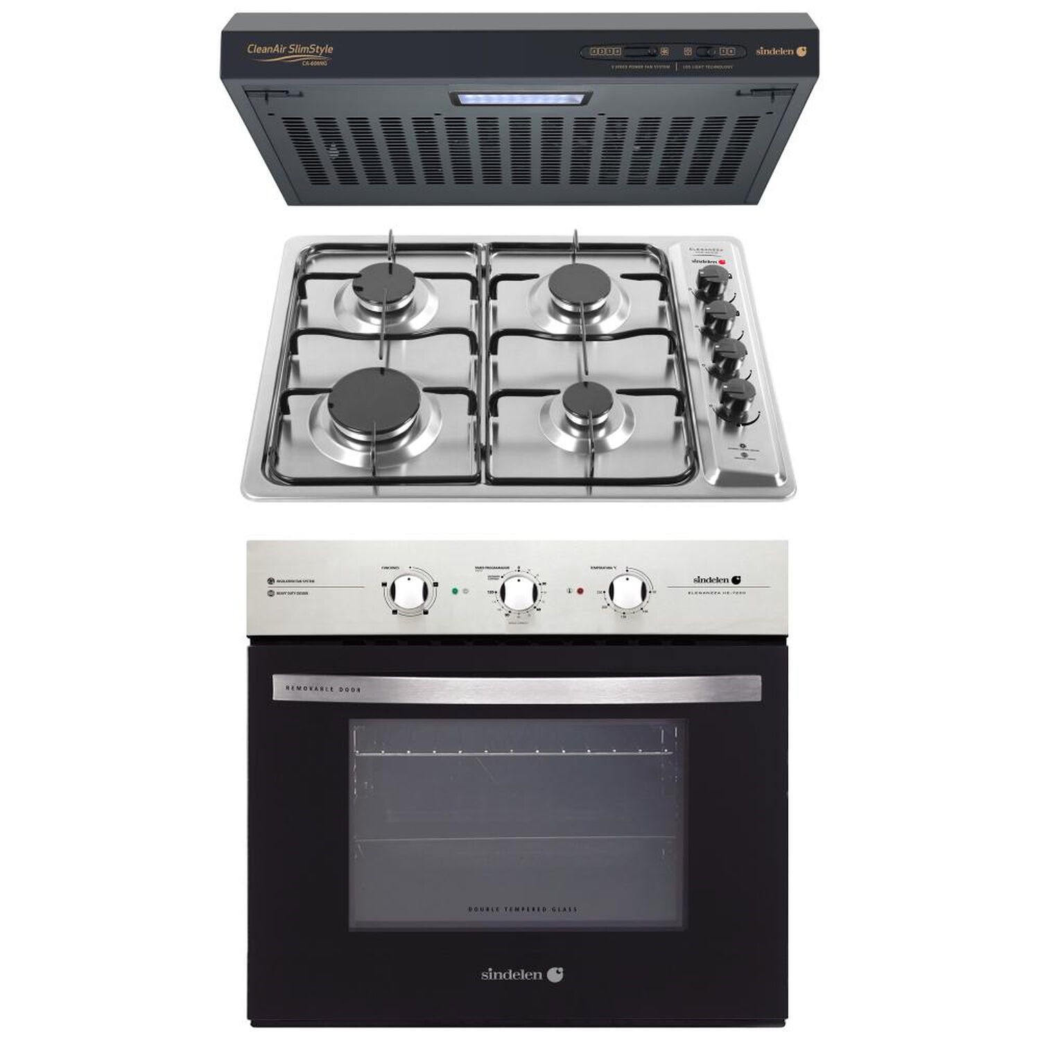 Kit Cocina Sindelen Campana CA-606NG + Horno HE-7200IN + Encimera CEG-4600IN / 4 Quemadores image number 0.0