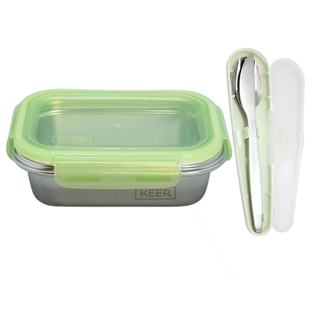 Herm&eacute;tico Keep 650ml Acero + Cubiertos On The Go - Ps image number 0.0