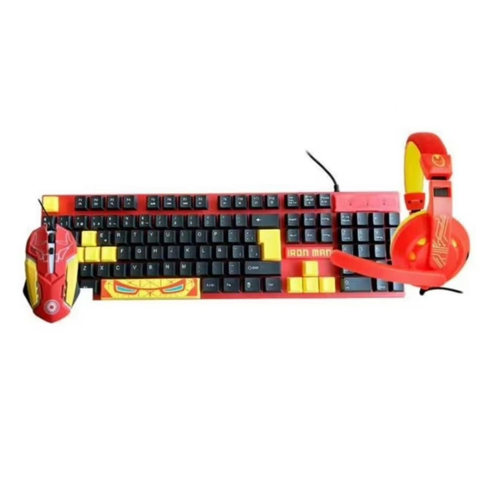 Kit Gamer Teclado Mouse Audifonos Iron Man Infantil image number 3.0