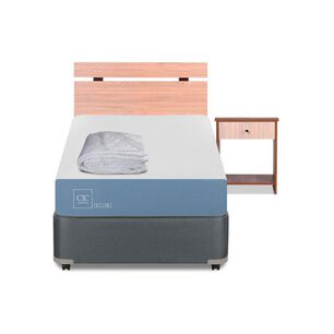Cama Americana Cic Excellence / 1 Plaza / Base Normal + Set De Maderas + Plum&oacute;n + Almohada