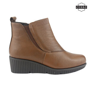 Botin De Cuero Chalada Mujer Mosqueta-1 Caf&eacute; Casual