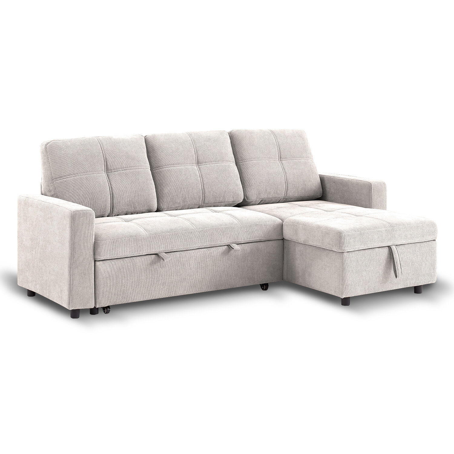 Sof&aacute; Seccional Cama 3 Cuerpos Beige 216x106x91cm Con Almacenaje image number 0.0