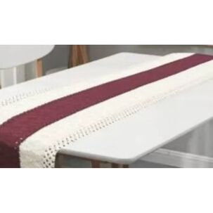 Camino De Mesa Decorativo Dise&ntilde;o Tejido Encaje Mesa Comedor Burdeo
