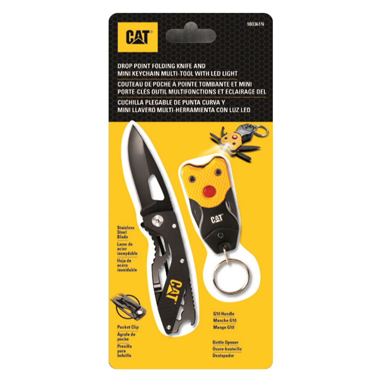 Cuchillo Navaja Mas Llavero Multiherramienta Con Luz Cat 980361n image number 0.0
