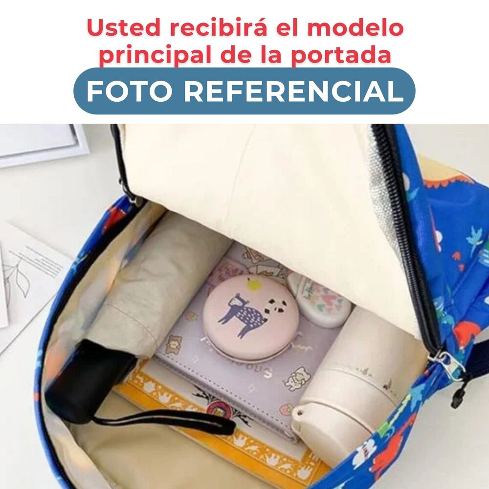 Mochila Infantil Escolar 30cm Unisex 3 A 6 A&ntilde;os Azul Marino Dinosauarios image number 3.0