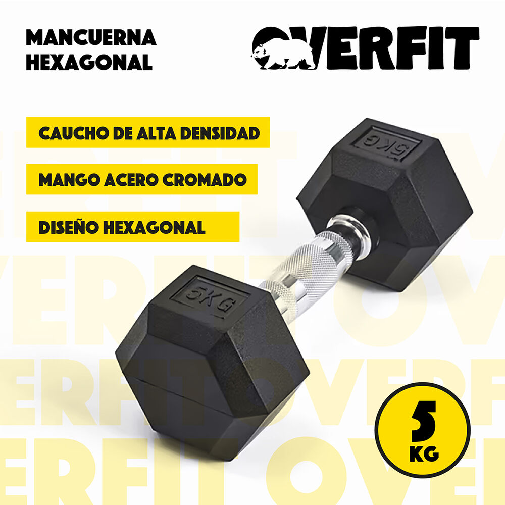 Mancuerna Hexagonal 5kg Acero Y Caucho Overfit image number 2.0