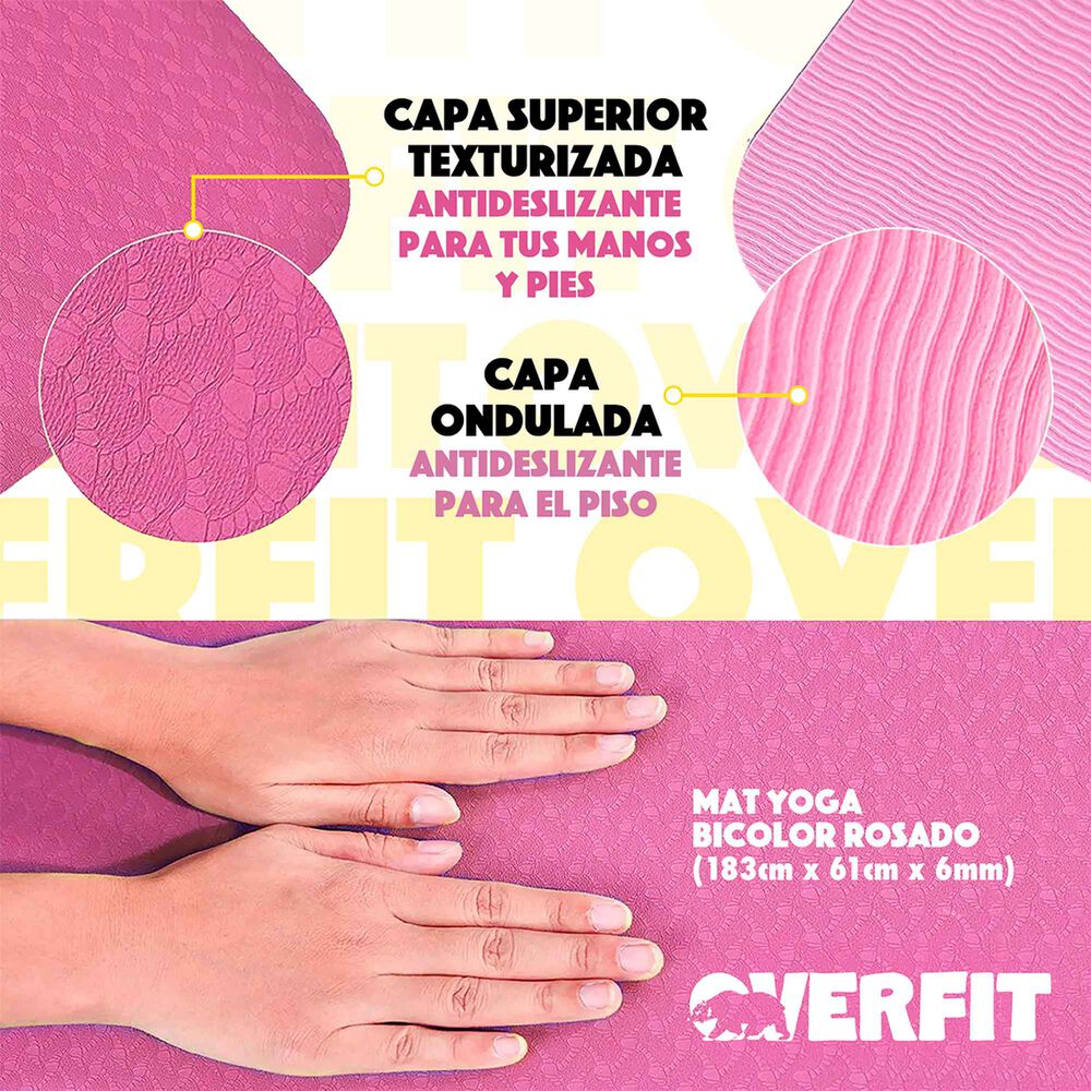 Mat Yoga Tpe 6mm Overfit Alfombra Ejercicio Pilates Bicolor image number 3.0