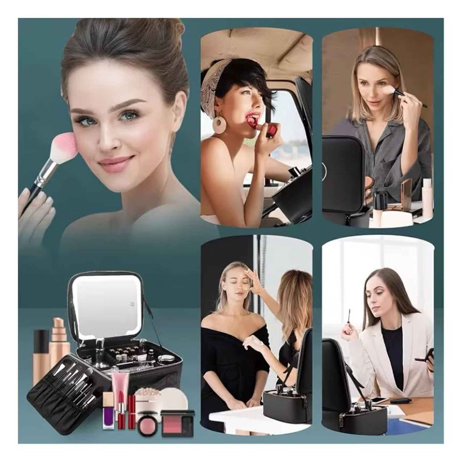 Malet&iacute;n Maquillaje Espejo Led 3 Modos Luz Negro image number 3.0