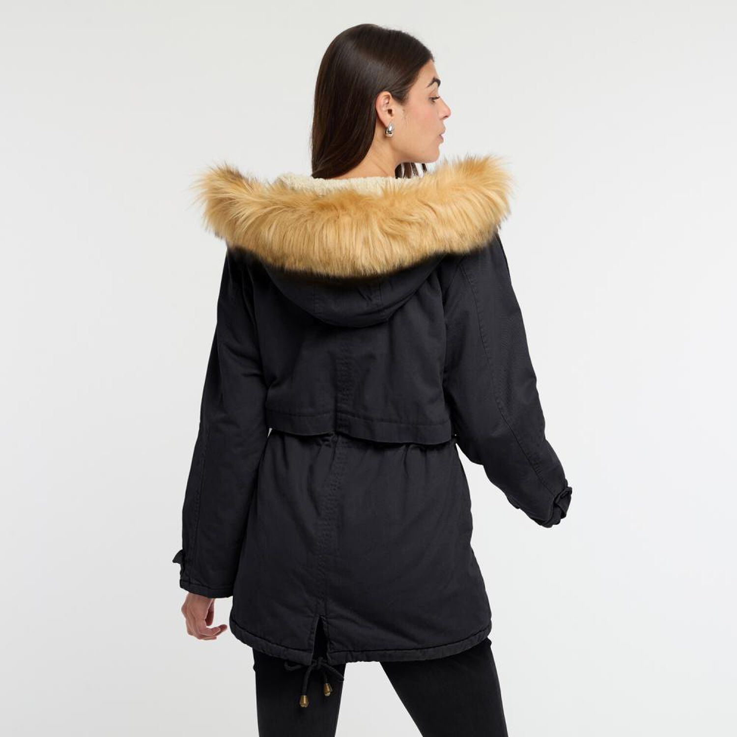 Chaqueta Regular Cuello Alto Con Capucha Con Piel Mujer Rolly Go image number 1.0