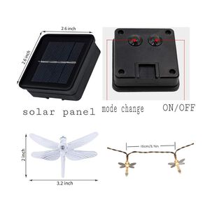 Guirnalda Luces Solares De Libelula 30 Luces Led