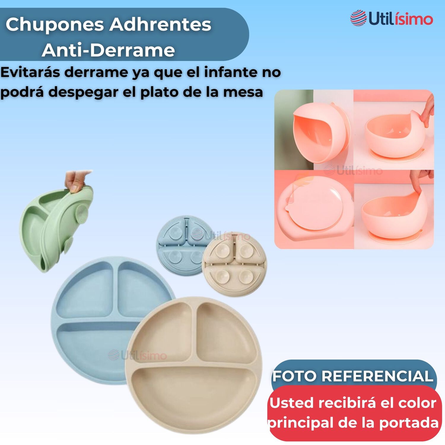 Set Alimentaci&oacute;n Silicona Beb&eacute; 6 Piezaslibrebpa Color Azul image number 7.0